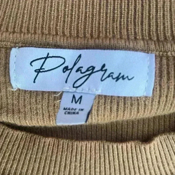 Polagram KNIT STRIPE LONG SLEEVE TOP AND PANTS SET tan cream wide leg oversized - Picture 9 of 9